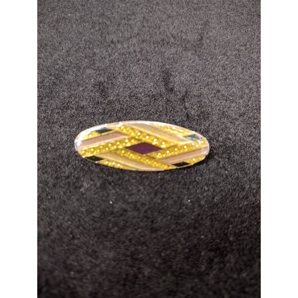 Small Bar Pin Brooch 1.5 inch Black Gold Brown Preppy Classic Victorian VTG